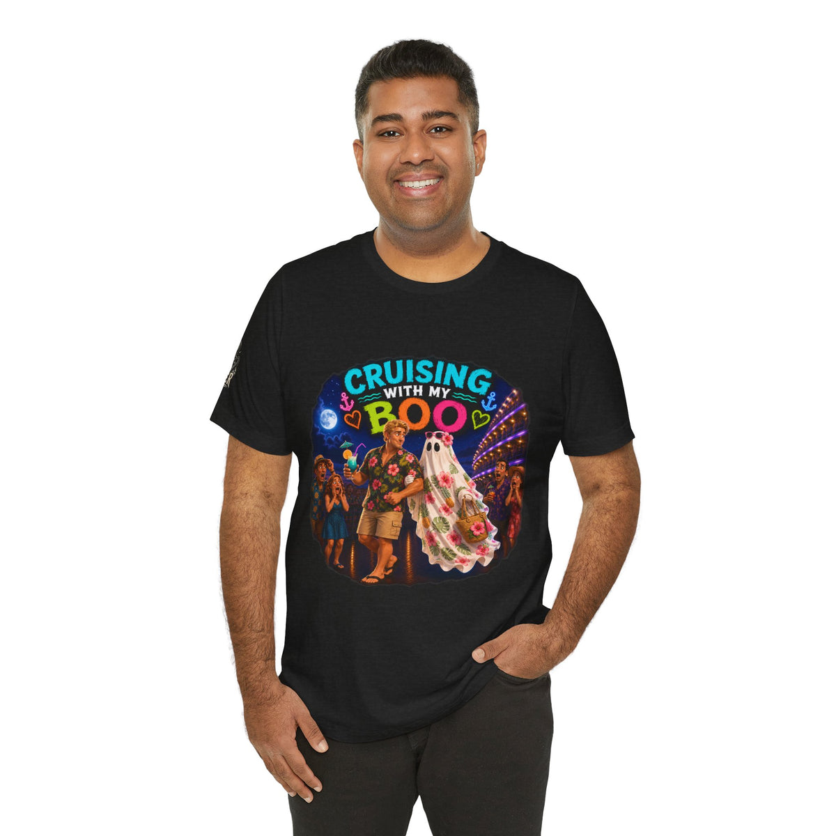 Cruising With My Boo 5 Halloween T‑Shirt — Ghost Couple Cruise Vacation Tee