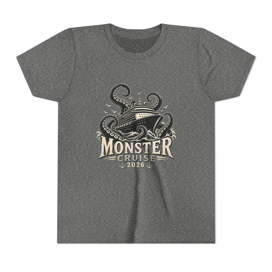 Monster Cruise Youth Tee — Kraken Ship Graphic Kids T-Shirt